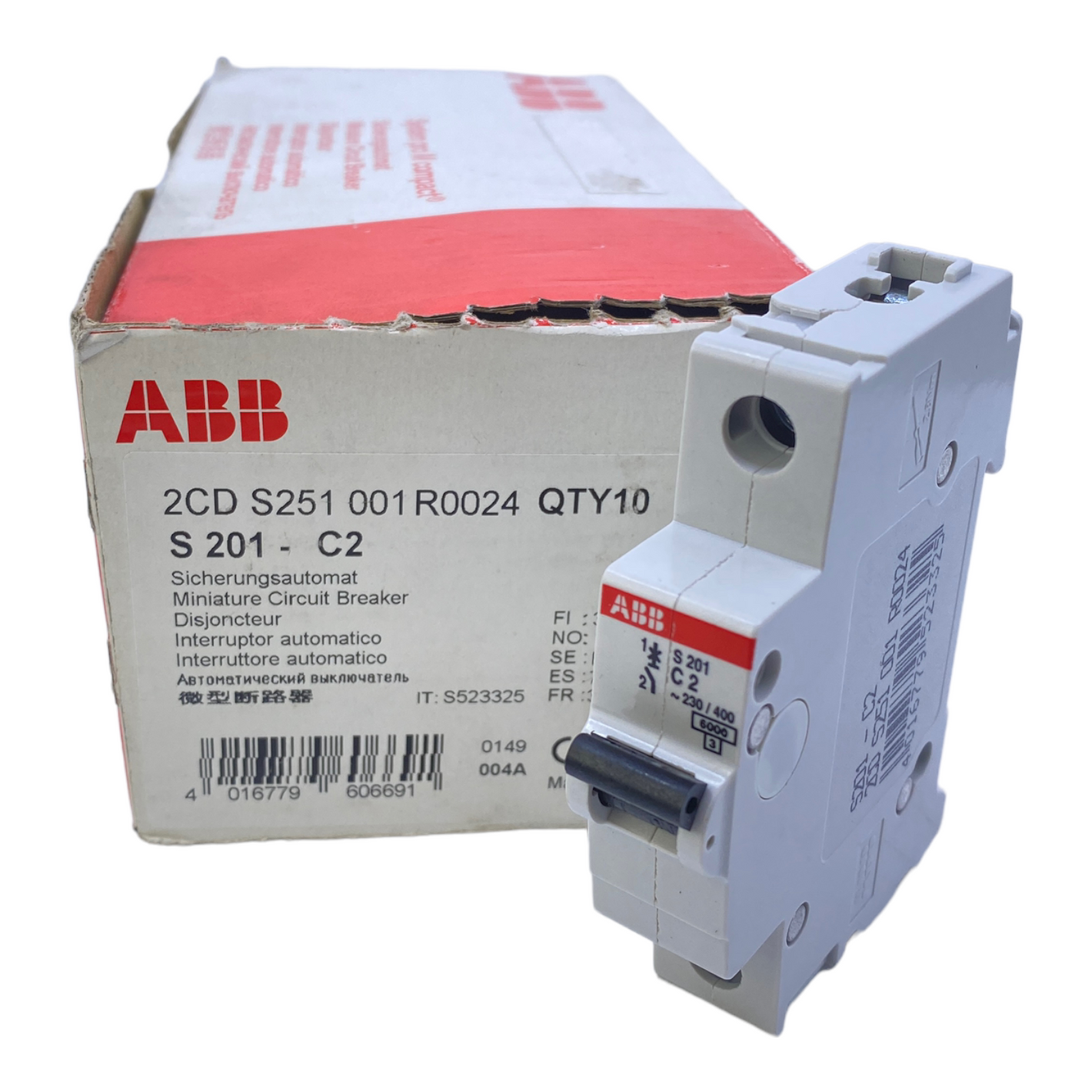 ABB S201-C2 circuit breaker 2A 230V AC 50-60Hz PU: 10 pieces 