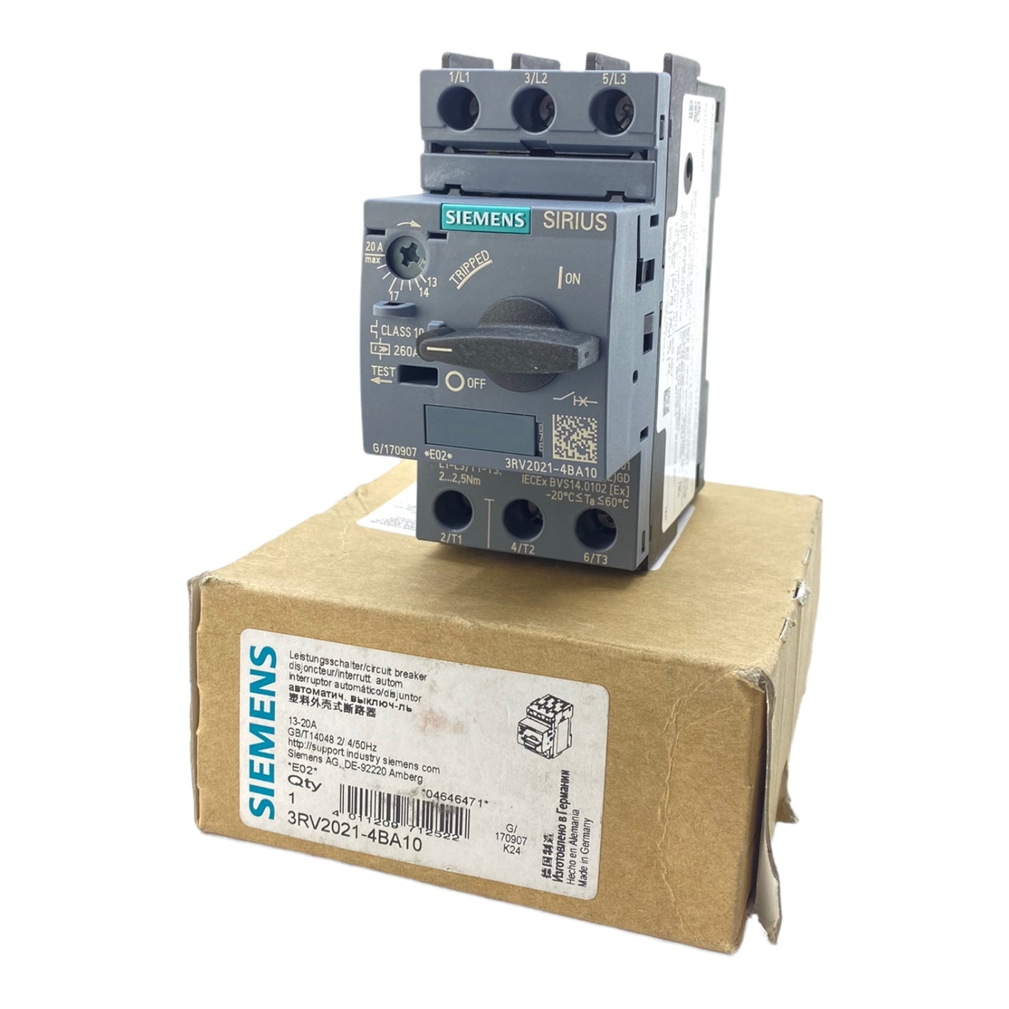 Siemens 3RV2021-4BA10 motor protection switch 14 → 20 A 