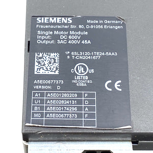 Siemens 6SL3120-1TE24-5AA3 single motor module 