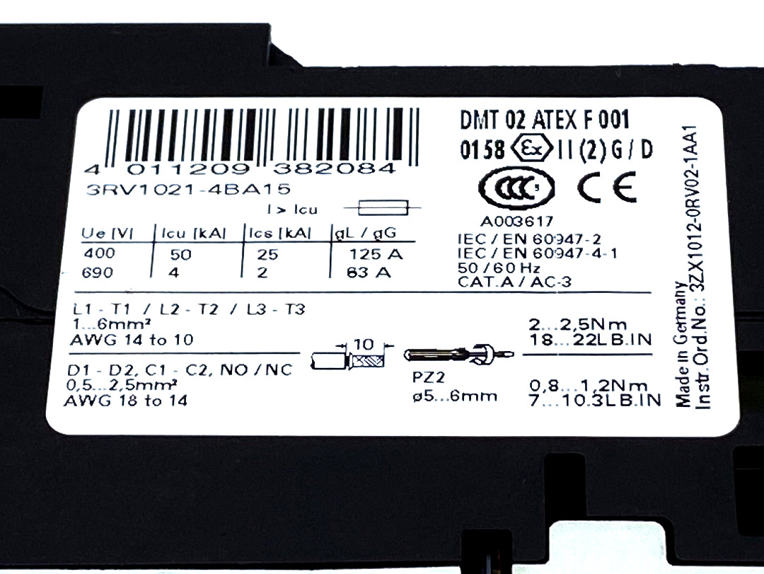 Siemens 3RV1021-4BA15 circuit breaker 14...20 A 1NO+1NC 