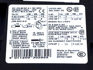 Siemens 3RT1024-1BB44 power contactor AC-3 12 A, 5.5 kW / 400 V DC 24 V 3-pole 