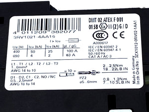 Siemens 3RV1021-4AA15 circuit breaker 9.25W 240V AC 100 kA 